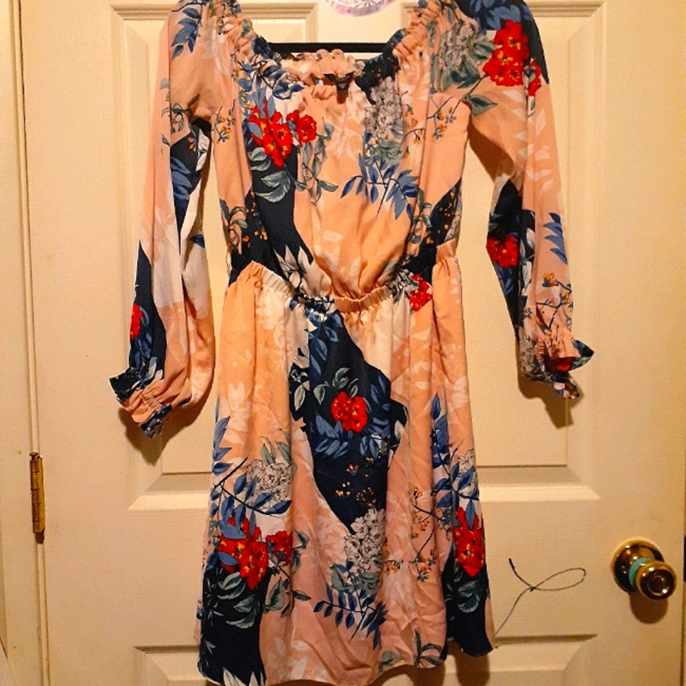 pacthwork blooms dress bluess
